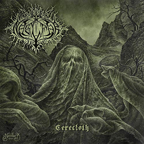 Dark album cover with a shrouded figure and ornate, gothic lettering.