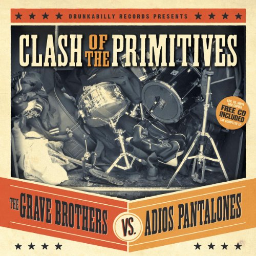 CD cover for "Clash Of The Primitives" featuring musicians in a staged fight.