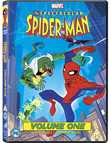 DVD cover for “The Spectacular Spider-Man Volume One” featuring Spider-Man and Green Goblin.