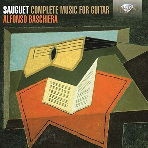 CD cover for Sauguet’s complete guitar music, abstract art design.