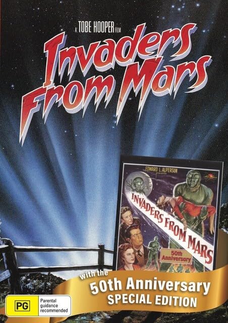 DVD cover for "Invaders From Mars 2" featuring a Martian and film title.
