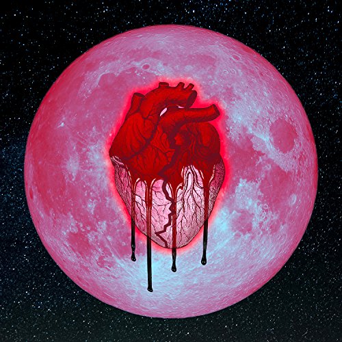 Album cover: a pink moon with a bleeding, detailed red heart.