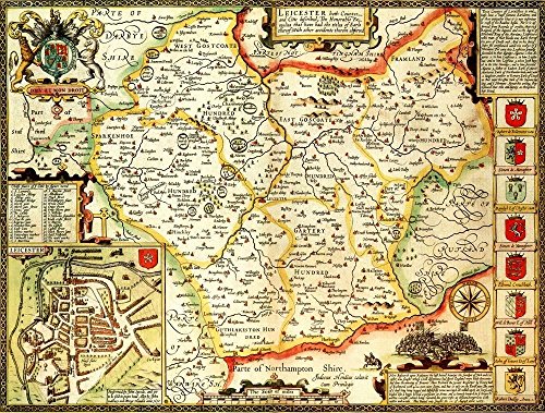 Leicestershire Historical 1610 Map 1000 Piece Puzzle
