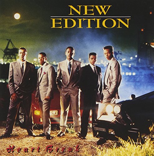 New Edition album cover, "Heart Break," featuring five men in suits.