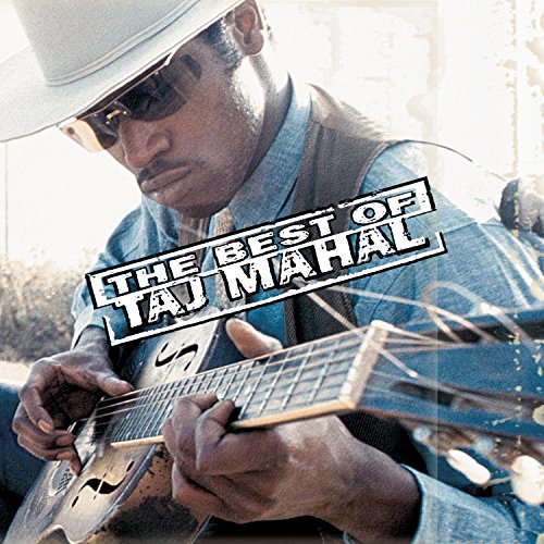 Taj Mahal album cover featuring the musician with a guitar.