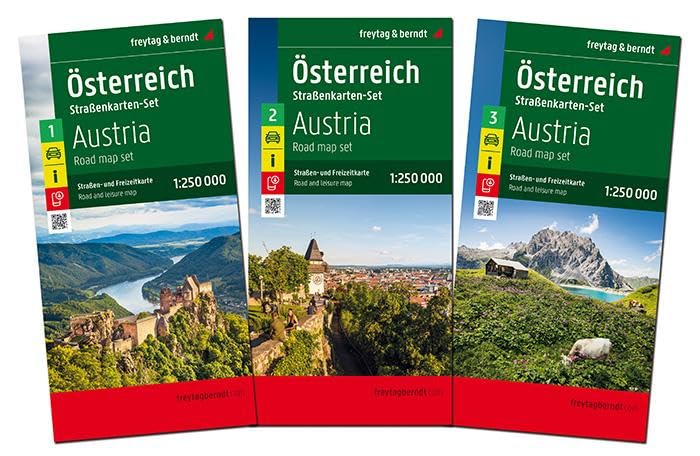 Austria Road Map Pack 1:250,000 : 3 map Set in plastic sleeve