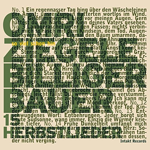 CD cover with dense black German text on a white background.