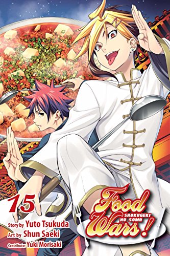 Manga cover featuring two young chefs with colorful food illustrations.