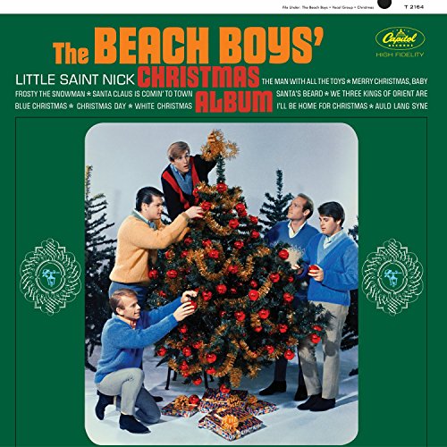 Album cover of The Beach Boys' Christmas Album featuring five men decorating a tree.