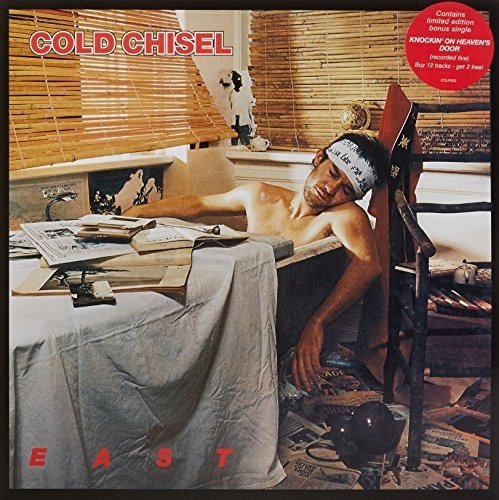 Cold Chisel "East" vinyl album cover featuring a man relaxing in a bathtub.