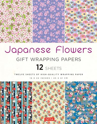 Japanese Flowers Gift Wrapping Papers - 12 sheets : 18 x 24 inch (45 x 61 cm) Wrapping Paper