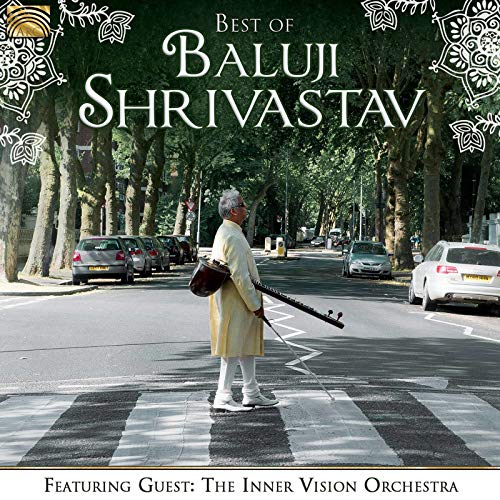 CD cover featuring Baluji Shrivastav with a sitar on a street.