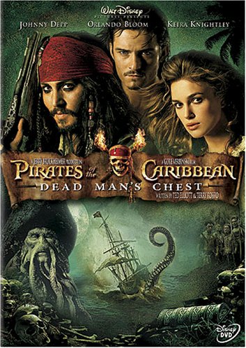 DVD cover for "Pirates of the Caribbean: Dead Man's Chest" featuring actors.