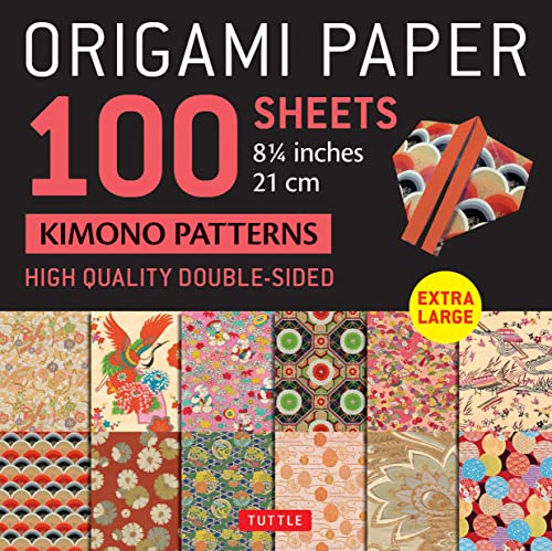 Origami Paper 100 sheets Japanese Kimono 8 1/4" (21 cm): Extra Large Double-Sided Origami Sheets Printed with 12 Different Patterns (Instructions for 5 Projects Included)