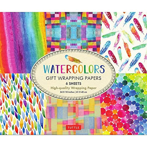 Watercolors Gift Wrapping Papers: 6 Sheets of High-Quality 24 x 18 inch Wrapping Paper