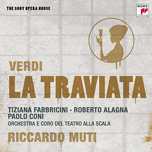 CD cover for Verdi’s “La Traviata” with silhouette and text.