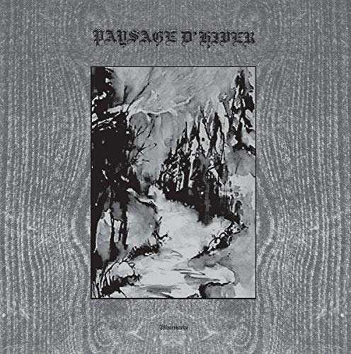Black and white vinyl record cover depicting a snowy, mountainous landscape.