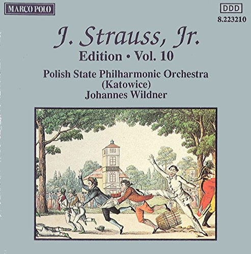 CD cover for Johann Strauss Jr. edition, volume 10, with park scene.