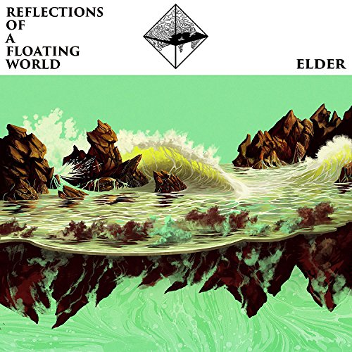 Surreal illustration of rocky islands in a sea with a mirrored reflection below.