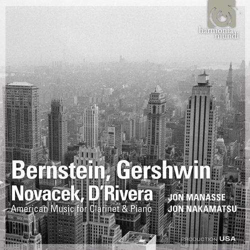 CD cover with black and white cityscape and composer names.