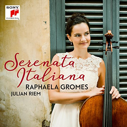 Woman with cello, album cover for "Serenata Italiana" by Raphaela Gromes.