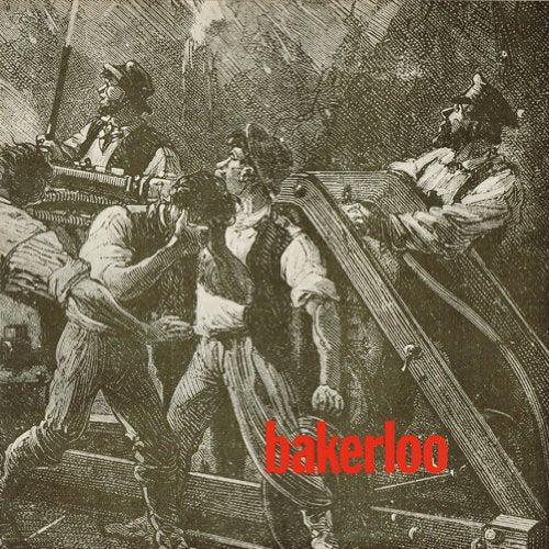 Vintage illustration of workers digging a tunnel, with "bakerloo" text.