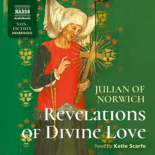 Medieval painting of a woman with a cross, album cover for “Revelations Of Divine Love”.