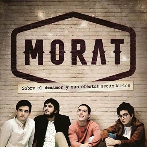 Morat album cover featuring four men and brick wall background.