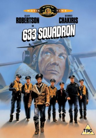 633 Squadron" DVD cover featuring pilots and a large pilot portrait.