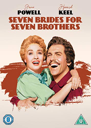 Seven Brides For Seven Brothers" DVD cover featuring Jane Powell and Howard Keel.