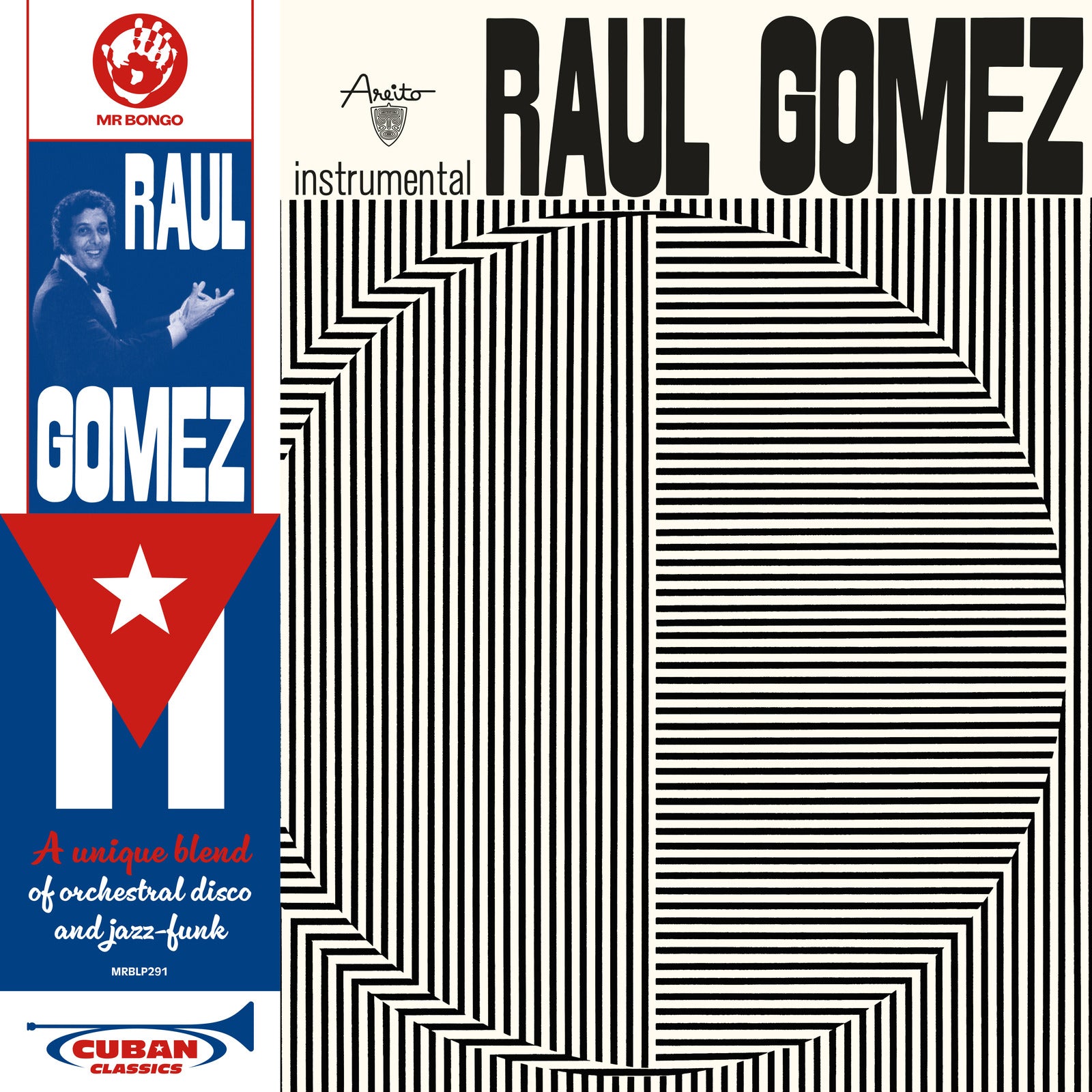 Raul Gomez vinyl record cover with portrait and geometric design.