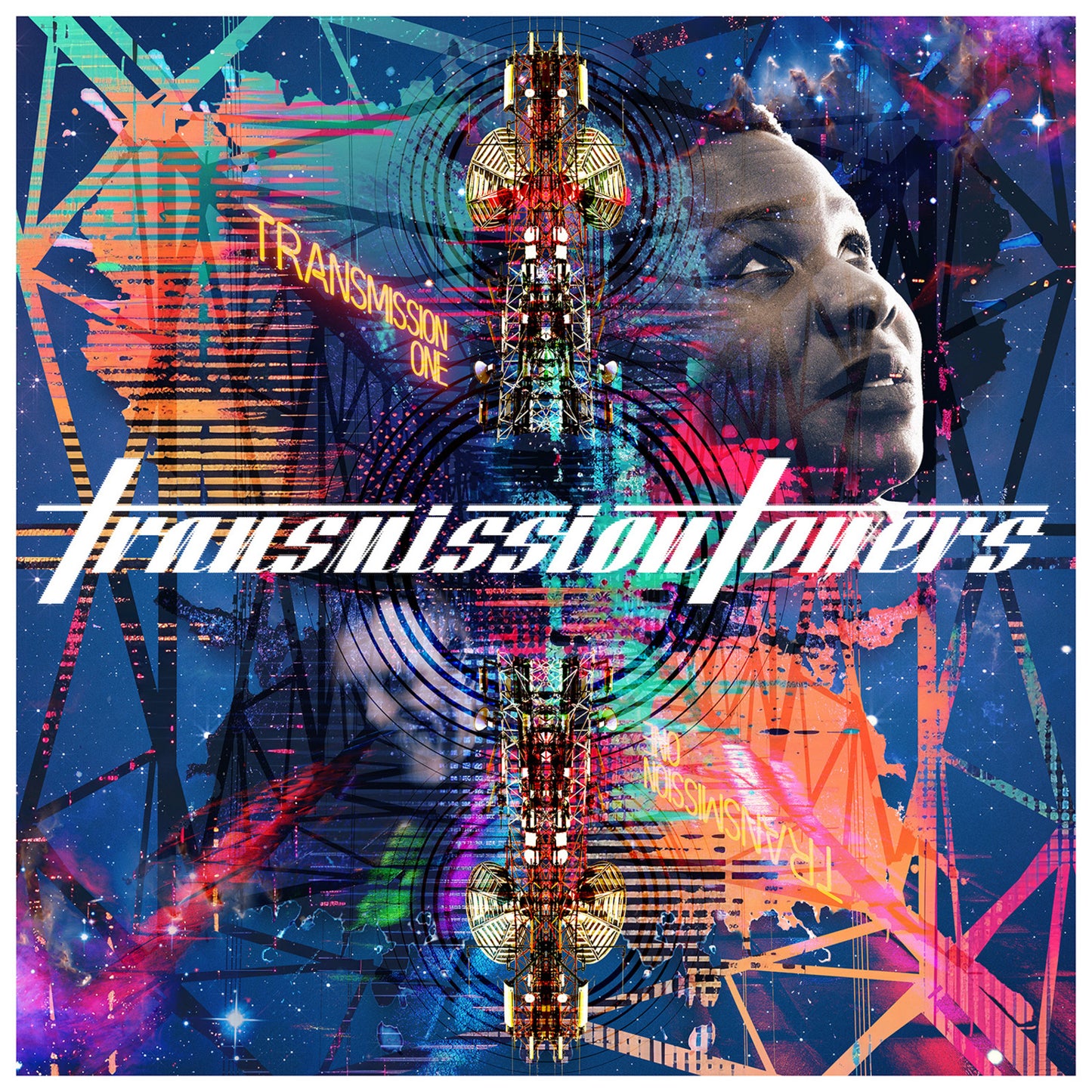 CD cover art: abstract collage with a face and tower imagery.