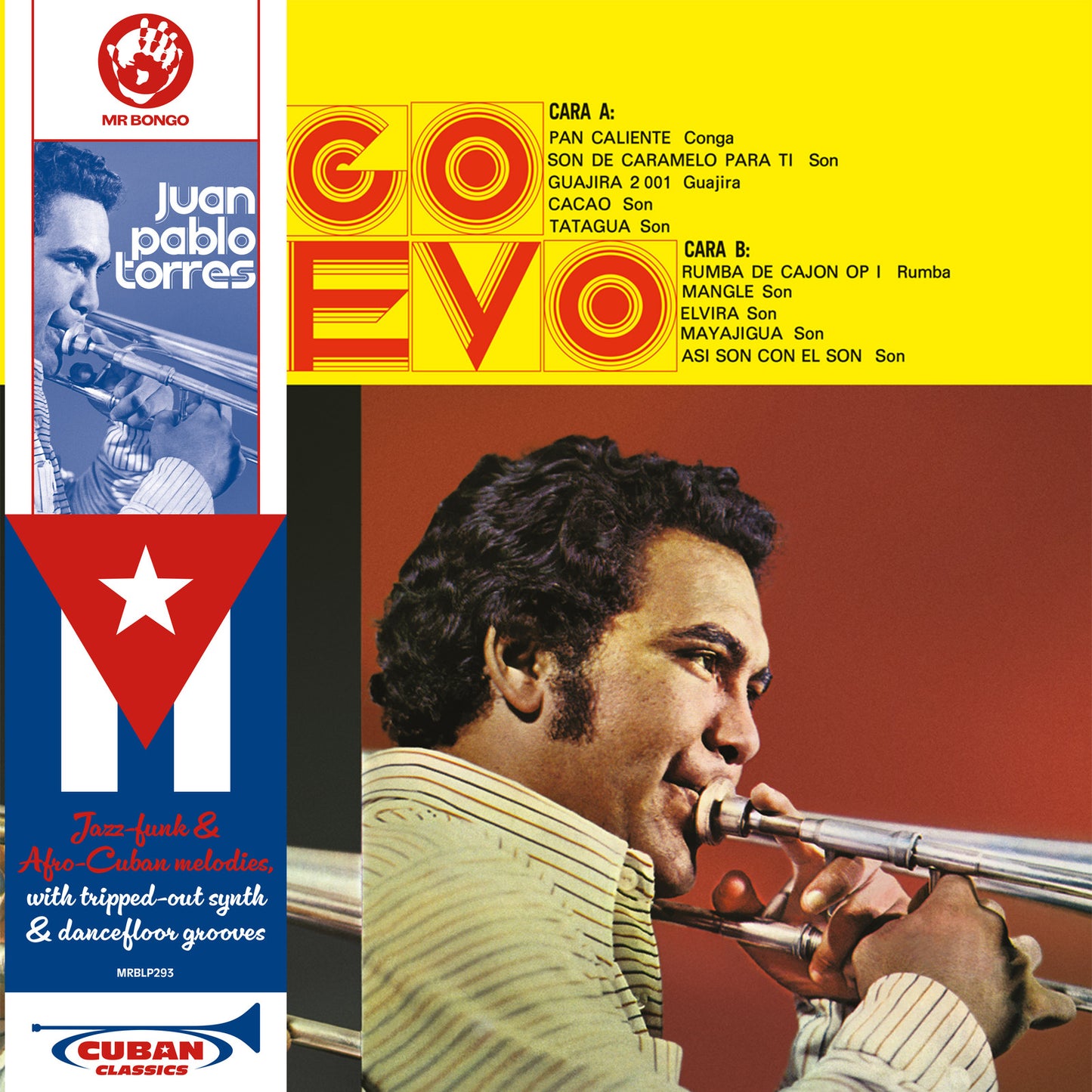 Vinyl record cover featuring portrait of Juan Pablo Torres and colorful design.