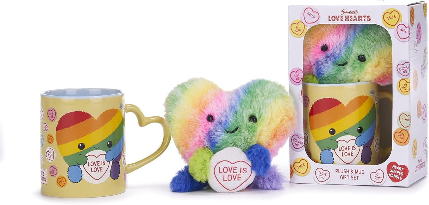 Love Hearts Rainbow Heart Mug And Plush Set