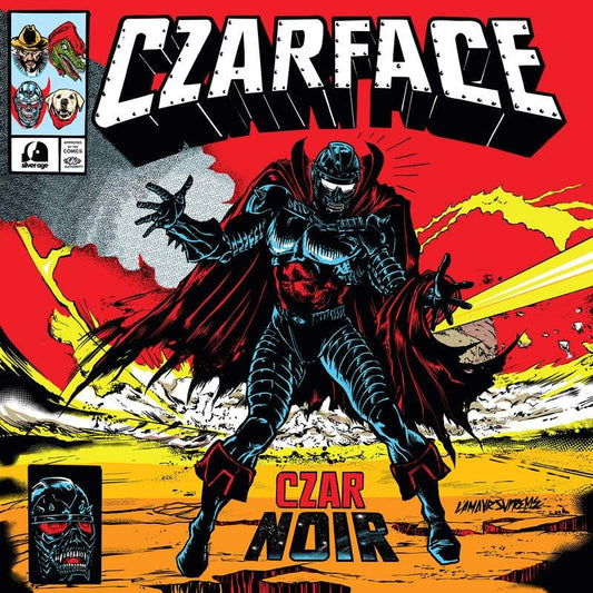 Czarface album cover featuring a comic-style armored figure in red and black.
