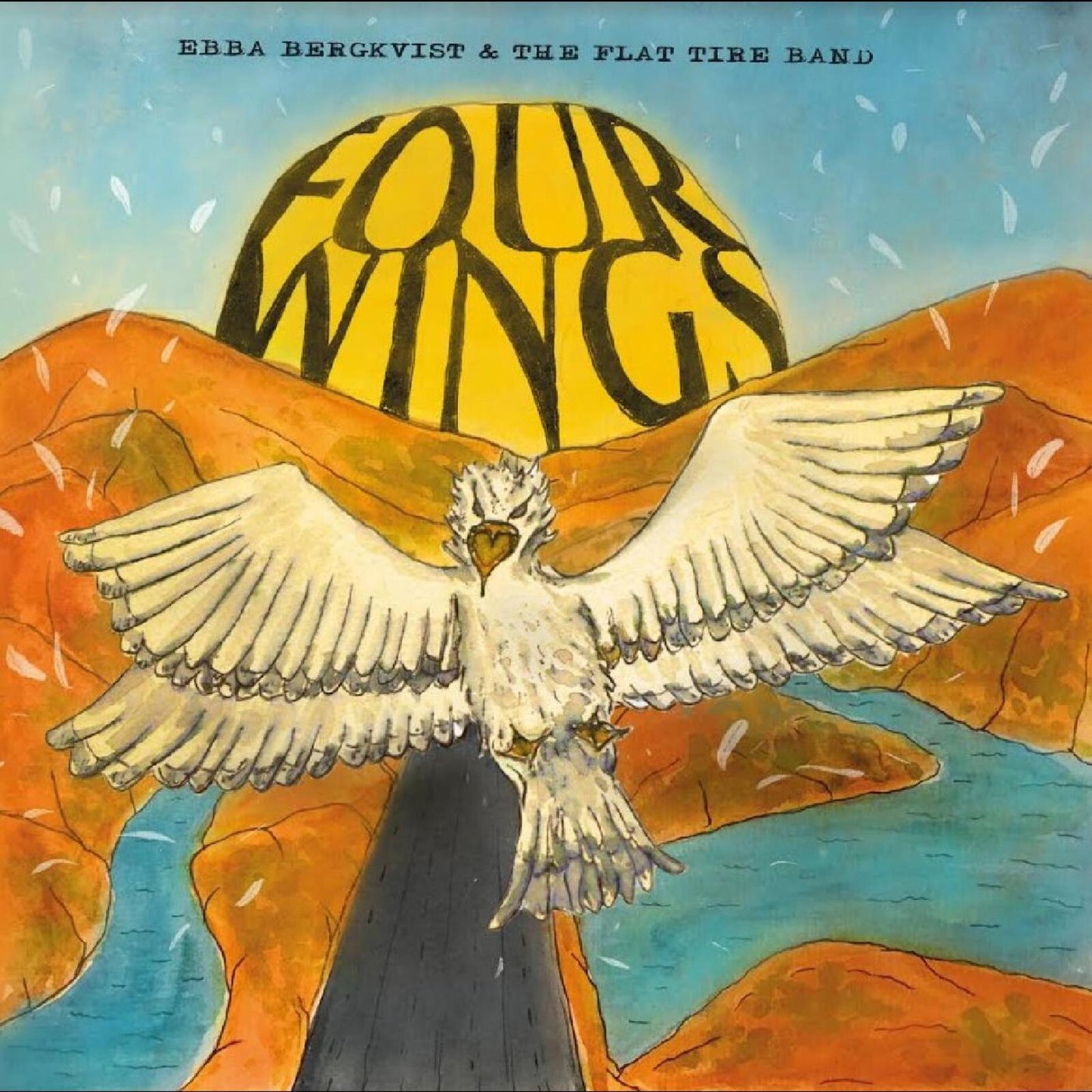 Album cover: illustrated bird with spread wings over a landscape.