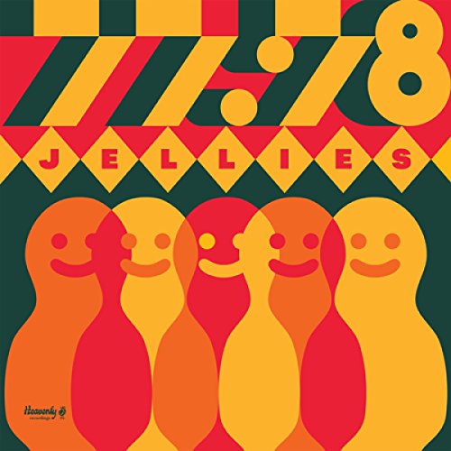 Album cover for "Jellies" with stylized numbers and cartoon figures.