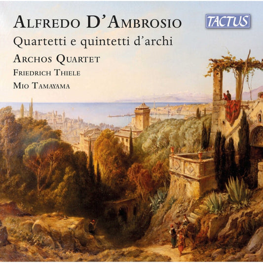 CD cover featuring a landscape painting of a Mediterranean town with text overlay.