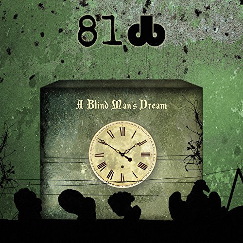 CD cover: green textured background, clock, silhouettes, and text "81db".