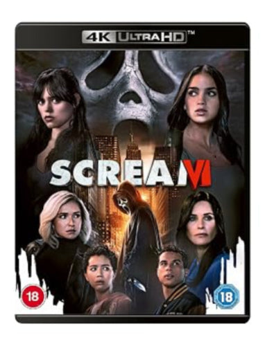 Scream VI Blu-ray cover featuring Ghostface and main characters.
