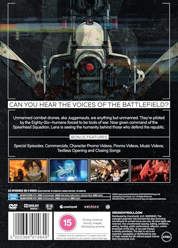 DVD cover for 86 Eighty-six featuring a mechanical drone and anime character stills.