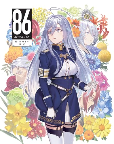Anime artwork featuring a young woman with silver hair amidst colorful flowers.