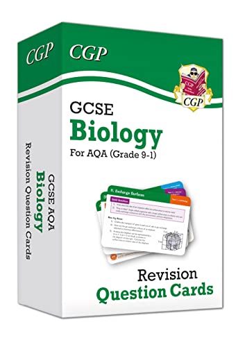 Green GCSE Biology revision question cards with sample cards shown.