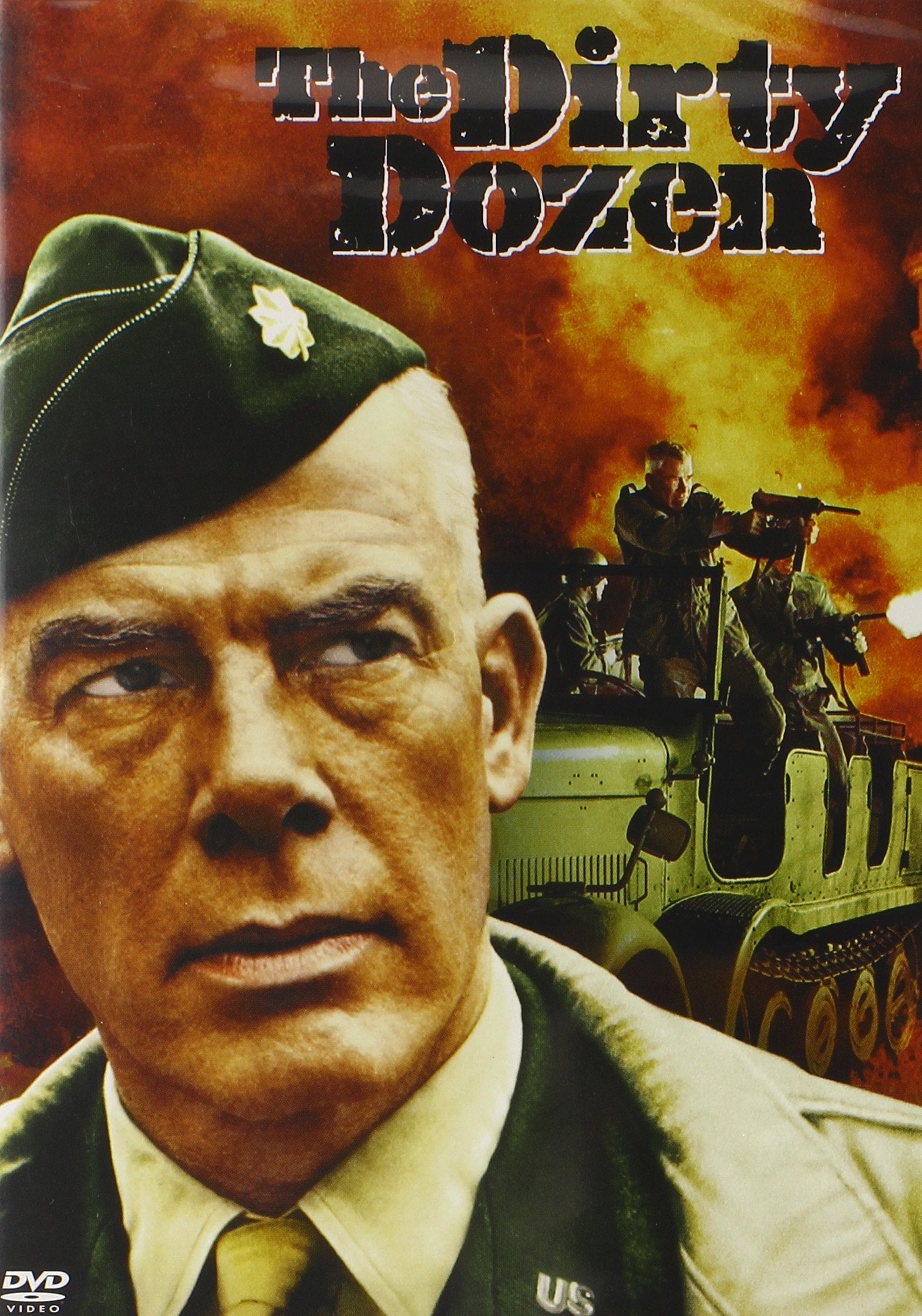 DVD cover for "The Dirty Dozen" featuring Lee Marvin and soldiers.