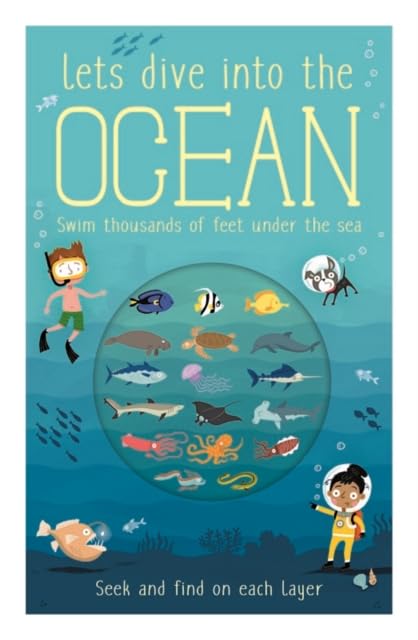 Children’s book cover depicting ocean life and divers in blue tones.
