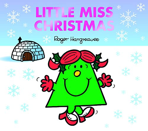 Green Little Miss character with red hat and boots in a snowy scene.