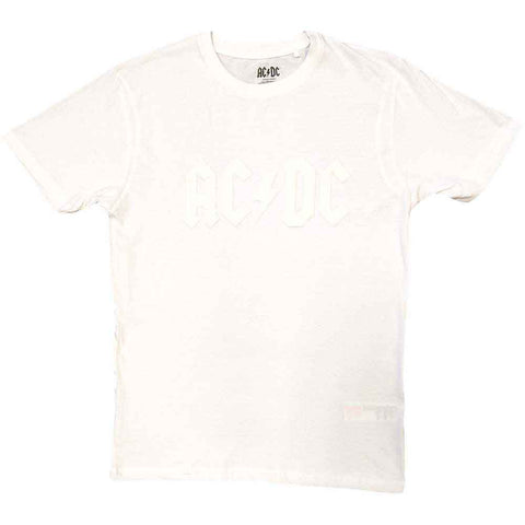 AC/DC Unisex Hi-Build T-Shirt: Logo (White-On-White)