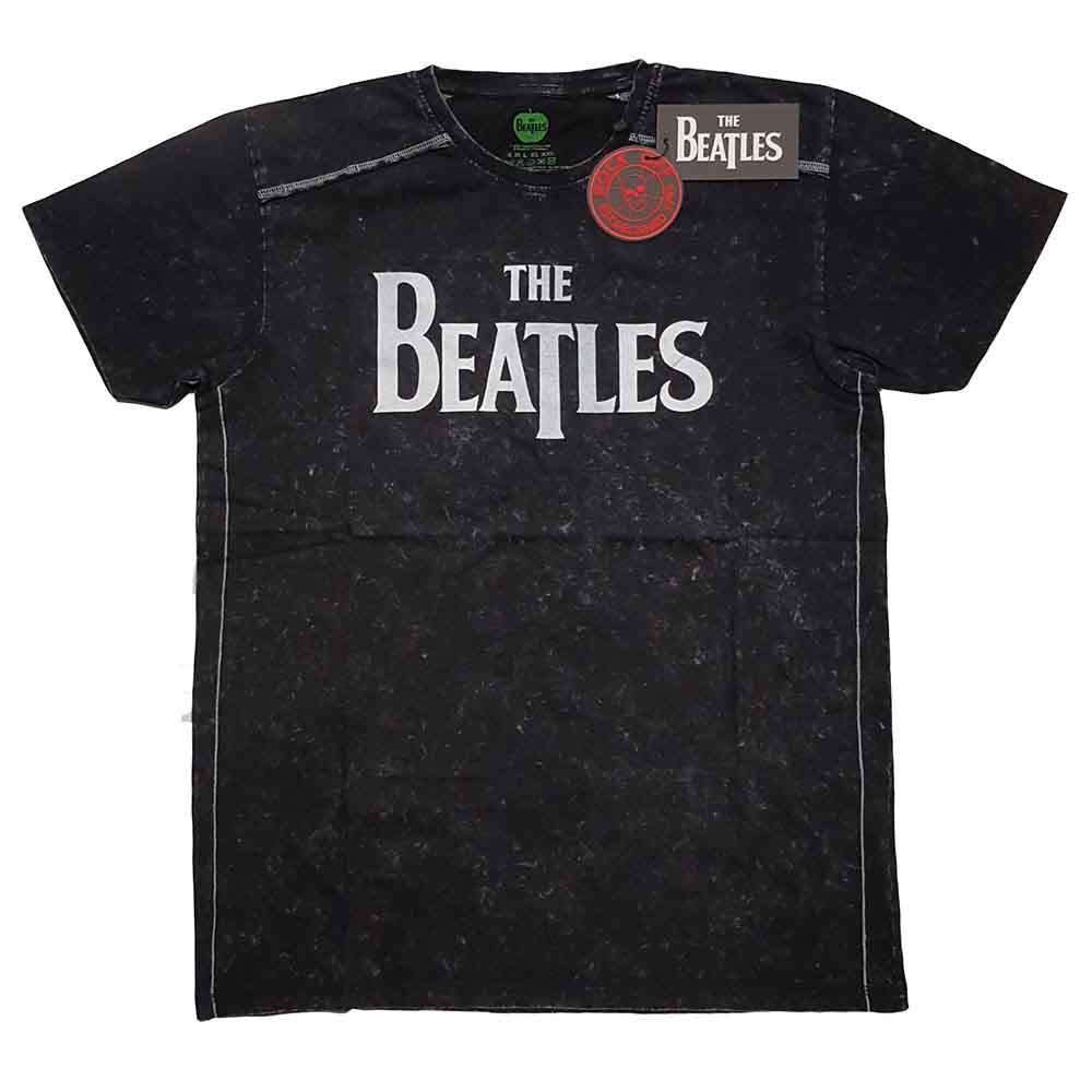 The Beatles Unisex T-Shirt: Drop T Logo Snow Wash