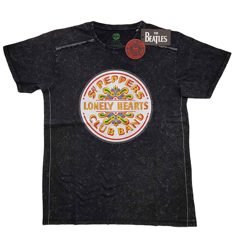 The Beatles Unisex T-Shirt: Sgt Pepper Drum Snow Wash (Wash Collection)