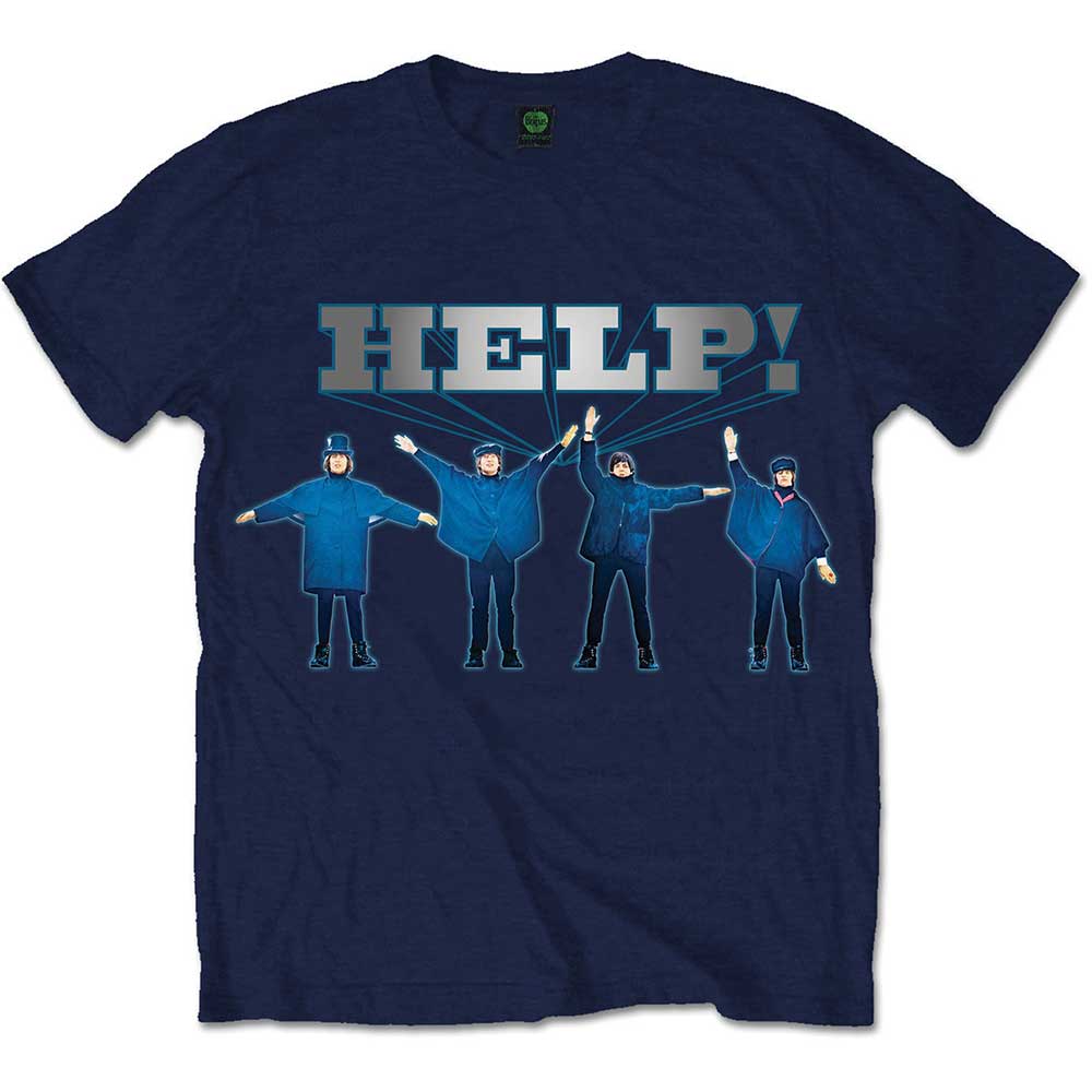 Unknown Men's The Beatles Help! T Shirt, Blue, XXL UK